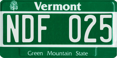 VT license plate NDF025
