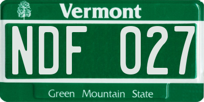 VT license plate NDF027