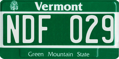 VT license plate NDF029