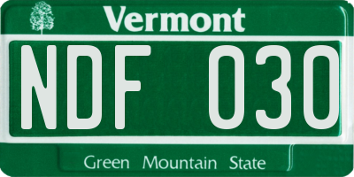VT license plate NDF030