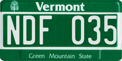 VT license plate NDF035