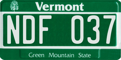 VT license plate NDF037