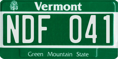 VT license plate NDF041