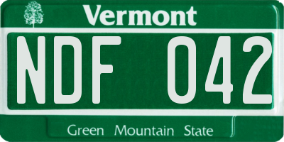 VT license plate NDF042