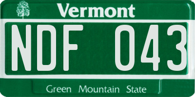 VT license plate NDF043