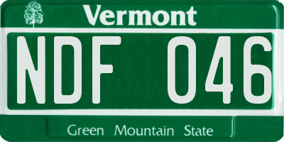 VT license plate NDF046