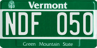 VT license plate NDF050