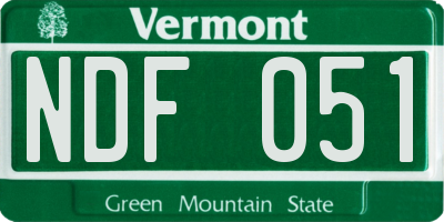 VT license plate NDF051