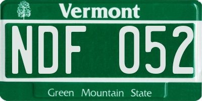 VT license plate NDF052