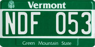 VT license plate NDF053