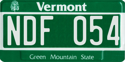 VT license plate NDF054
