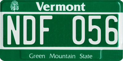 VT license plate NDF056