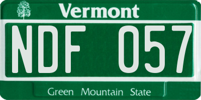 VT license plate NDF057