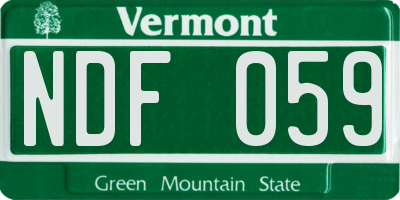 VT license plate NDF059