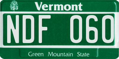 VT license plate NDF060
