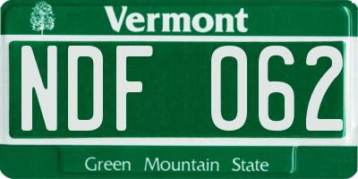 VT license plate NDF062
