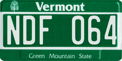 VT license plate NDF064