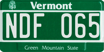 VT license plate NDF065