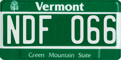 VT license plate NDF066
