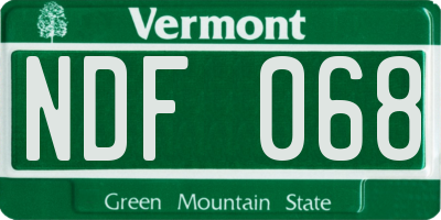 VT license plate NDF068