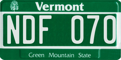 VT license plate NDF070