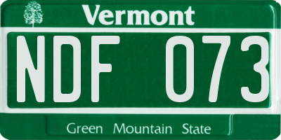 VT license plate NDF073