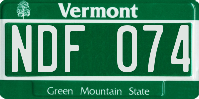 VT license plate NDF074