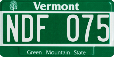 VT license plate NDF075