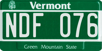 VT license plate NDF076