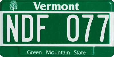 VT license plate NDF077