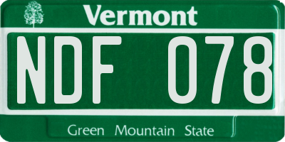 VT license plate NDF078
