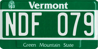 VT license plate NDF079