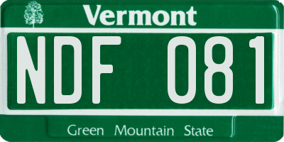 VT license plate NDF081