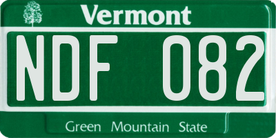 VT license plate NDF082