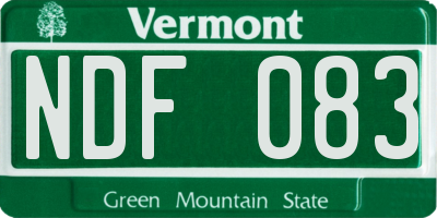 VT license plate NDF083