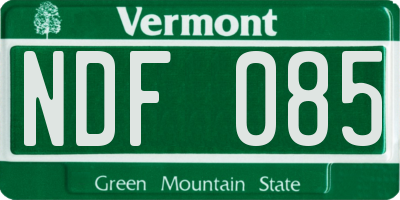 VT license plate NDF085