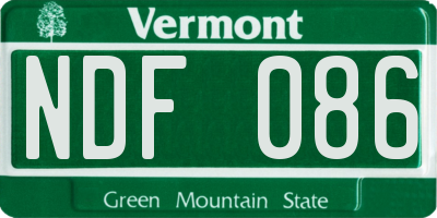 VT license plate NDF086