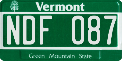 VT license plate NDF087