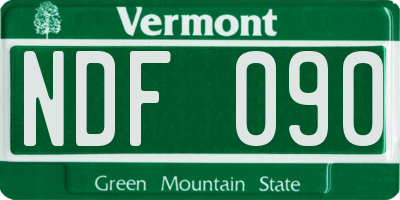 VT license plate NDF090