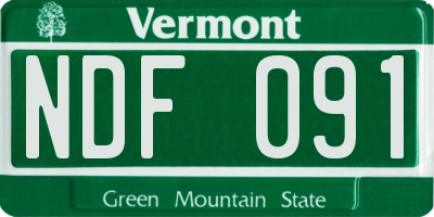 VT license plate NDF091
