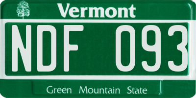 VT license plate NDF093
