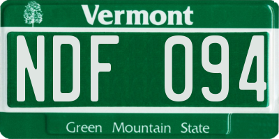 VT license plate NDF094