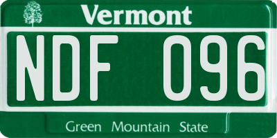 VT license plate NDF096