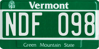 VT license plate NDF098