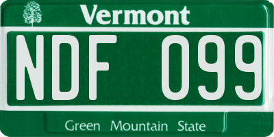 VT license plate NDF099