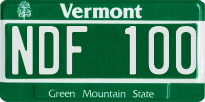 VT license plate NDF100