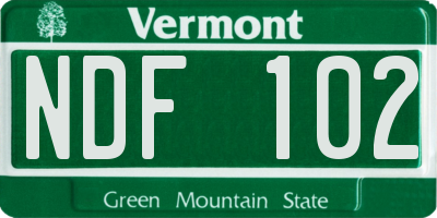 VT license plate NDF102