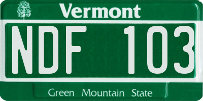 VT license plate NDF103