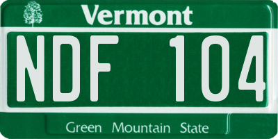 VT license plate NDF104