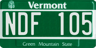 VT license plate NDF105